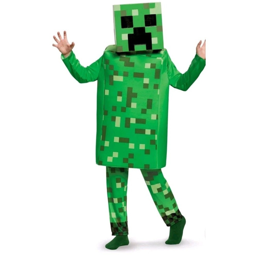 Minecraft Halloween Creeper Youth Size L 10-12‎ Jumpsuit Classic Child Costume
